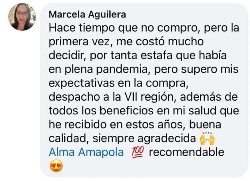 Marcela: 'Superó mis expectativas. Buena calidad, siempre agradecida.'